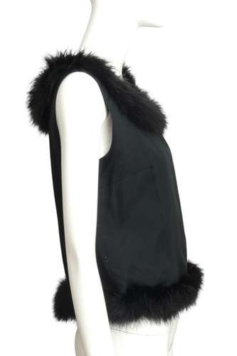 1950s Black Taffeta & Maribou Feather Shell, Size 6 - Picture 2 of 5