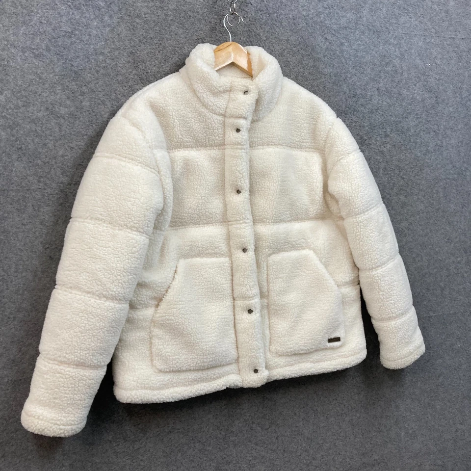 Chaqueta Roxy Mujer S Pequeña 8 Marfil Blanco Polar Peluche Abrigo Bolsillos A6803 Foto 2 de 4