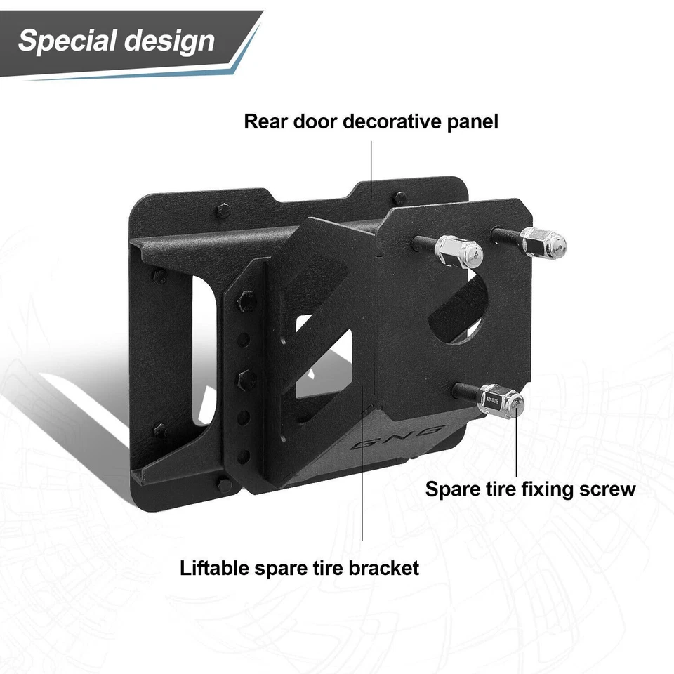Vijay Fit 2007-2017 Wrangler JK/JKU porta neumáticos de repuesto elevador de neumáticos ajustable Foto 2 de 4