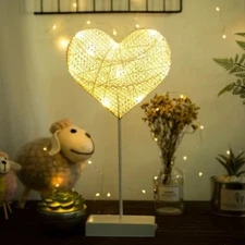 AMZER Heart Shape Rattan LED Light Warm Fairy Decorative Night Lamp - Warm White