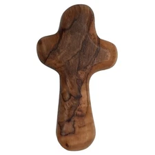 Wooden Religious Pocket Cross Prayer Charm Exotic Olive Wood Christian Talisman