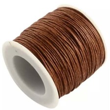 WAXED Cotton Cord 1mm 100 yard Roll - Saddle Brown