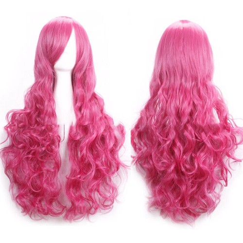 Fashion 80cm Cosplay Costume Long Full Anime Wig Hair Wavy Curly Wigs Womens - Picture 14 of 20