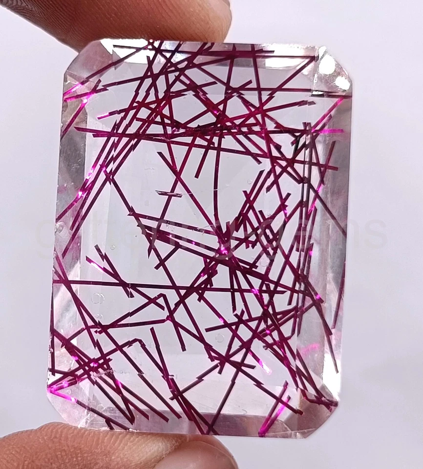 Pink Rutilated Quartz 129.90 Ct Certified Emerald Cut IGL Loose Gemstone 5JSA - Image 2 of 4