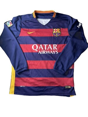 Barcelona FC Qatar Airways 2015 Long Sleeve Jersey Nike Dri-Fit