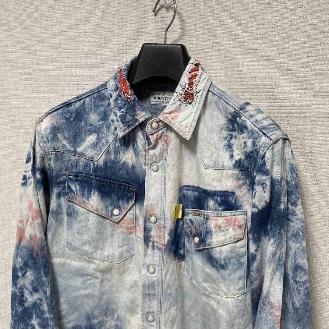 М　CHALLENGER　L/S TIE DYE SLEEVE DENIM CHALLEGER / L/S TIE DYE SLEEVE DENIM SHIRT 通販 正規代理店