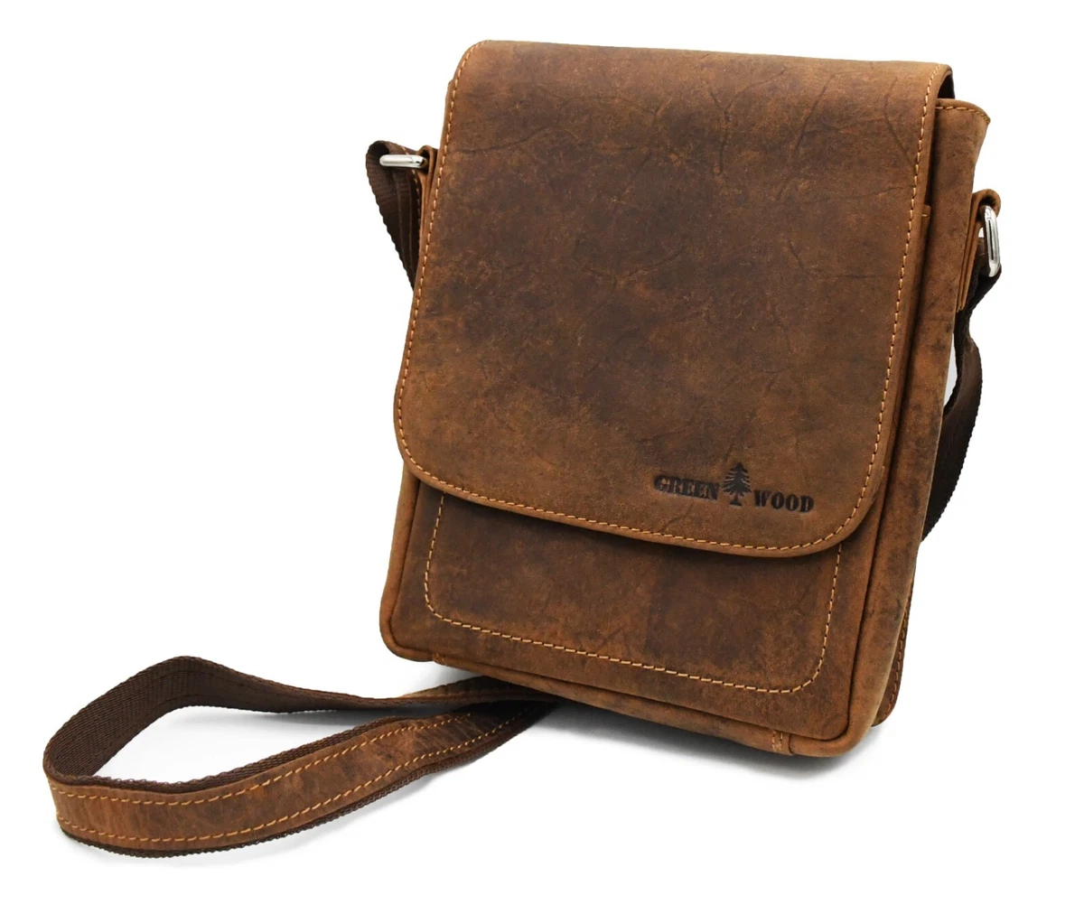 Greenwood Men/Women Genuine Hunter Leather Crossbody Shoulder Messenger Bag  | eBay