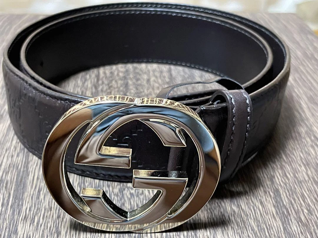 Gucci Ceinture Cuir Marron Entrelacé G Homme Accessoire Mode
