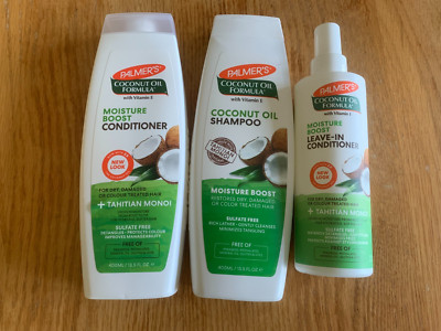 X3 PALMER'S Coconut Oil Formula Moisture Boost Shampoo, Conditioner & Leave In