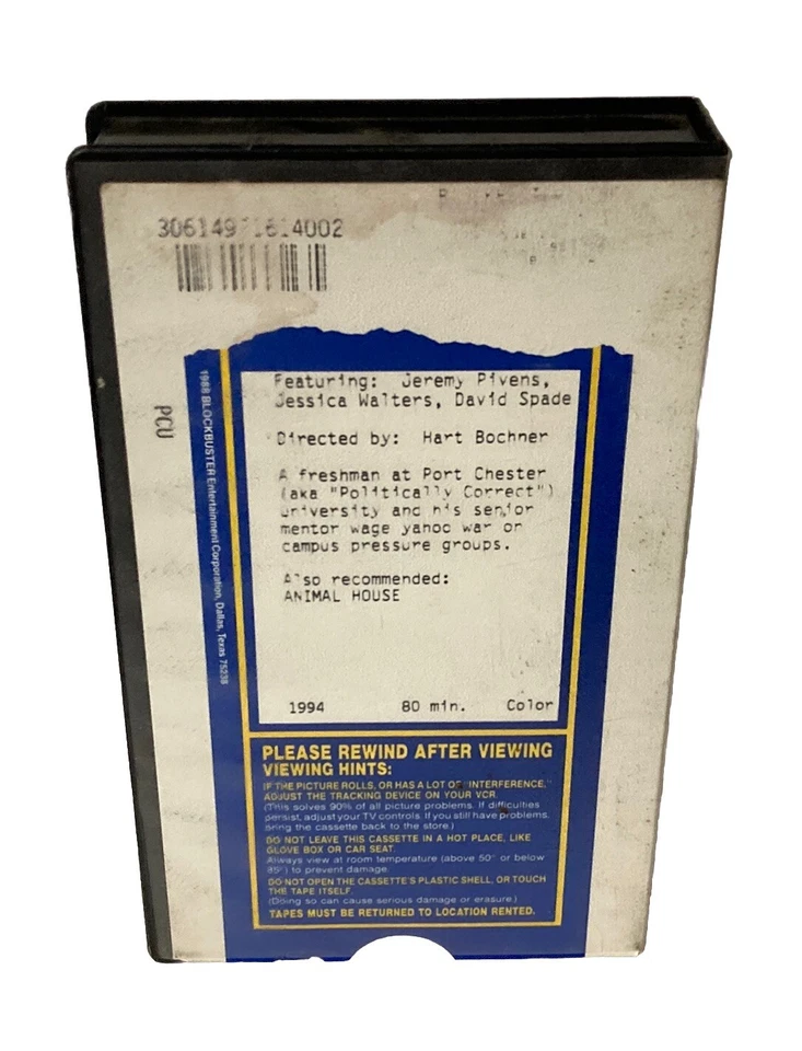 PCU VHS Blockbuster Video Clamshell Rental Rare 90s Jeremy Piven 1994 Comedy - Image 3 of 4