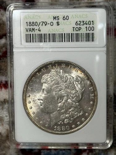 1880/79-O Morgan Ms60 Anacs Vam-4 Soapbox