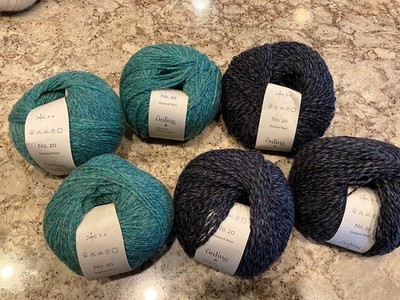 Onling yarn kit for Maxi Scarf in blues and greens