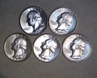 1951,1951-D,1952,1952-D,1953-S, GEORGE WASHINGTON  SILVER QUARTERS IN B.U.