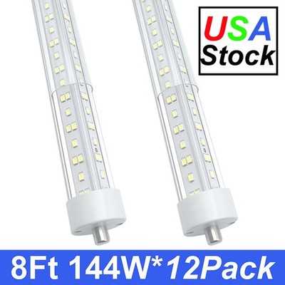 12 Pack 8Ft Led Shop Lights No RF 8 Foot FA8 Led Bulbs Single Pin 144W 6500K