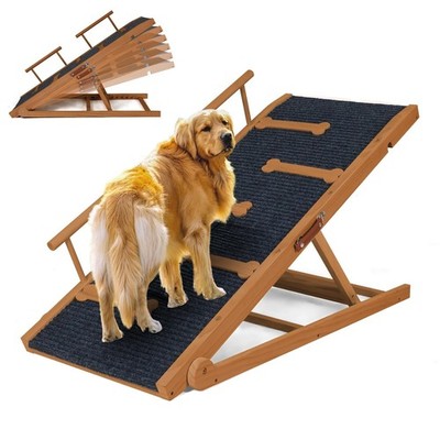 Dog Ramp for Bed, Non-Slip Pet Ramp with Adjustable Heights, Portable Foldabl...