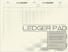 BookFactory Ledger Pad / 6 Column Accounting Columnar 11 x 8.5, White 