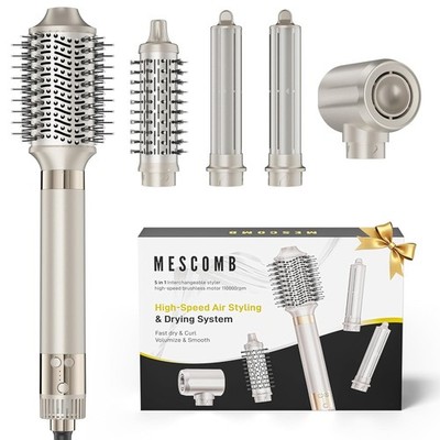 MESCOMB 5-in-1 Hot Air Styler Kit   110,000 RPM Fast-Drying Dryer, Auto-Wrap Cur