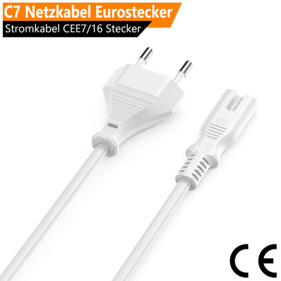 Stromkabel C7 Netzkabel Euro Strom Kabel Eurostecker TV Radio CEE7/16 Stecker WS