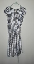 The Odells by Anthropologie Blue Geo Motif True Wrap Midi Dress Size Small