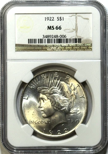 1922 Peace Silver Dollar $1 | NGC MS66 | Gem Uncir | Stunning Cartwheel Luster