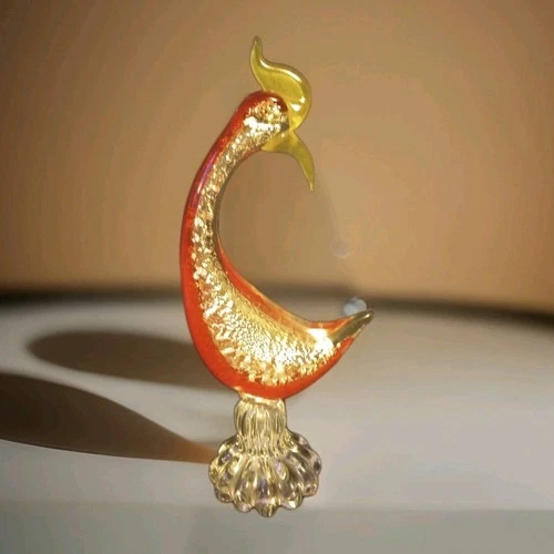 Vintage Murano Glass Heron Bird Egret 10 1/2" Figurine 1970s | Venetian Art...