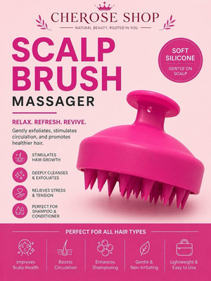Cherose Shop Soft Silicone Scalp Massage Brush Pink Gentle Cleansing Exfoliation