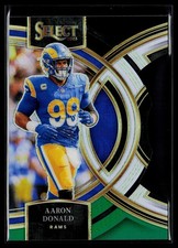 2023 Panini Select #113 Aaron Donald Black and Green Prizms Die Cuts