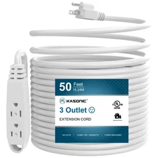 K KASONIC - 50-Feet 3 Outlet Extension Cord, UL Listed, 16/3 SJTW 3-Wire Grou...