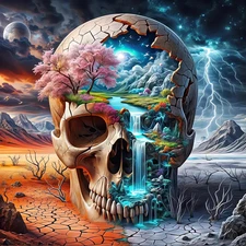 Skull Diamond Art Kits for Adults, Skull Diamond Painting for Beginners, Diamond