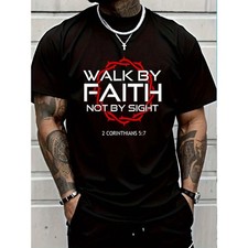 100 Cotton Jesus Walk By Faith Christian T-Shirt