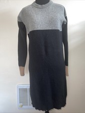 Madewell Ribbed Midi Black Gray Sweater Dress XXS Merino Wool Color Block