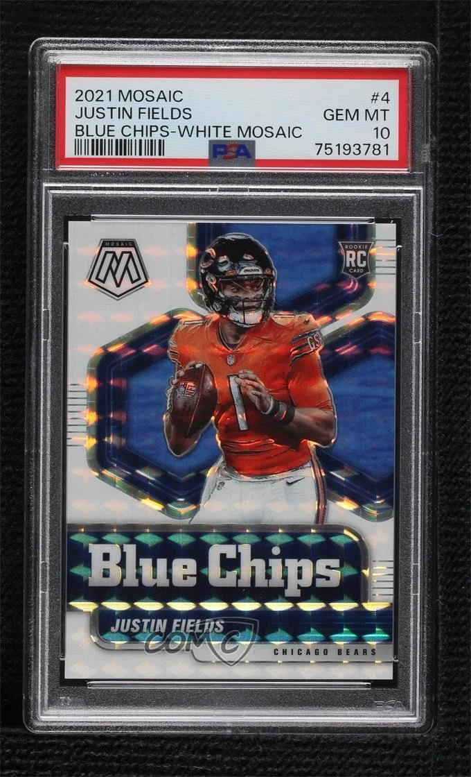 Justin Fields Panini Mosaic Blue Chips #4 White Mosaic