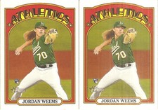 2 CARD 2021 TOPPS HERITAGE JORDAN WEEMS ROOKIE BASEBALL CARD LOT