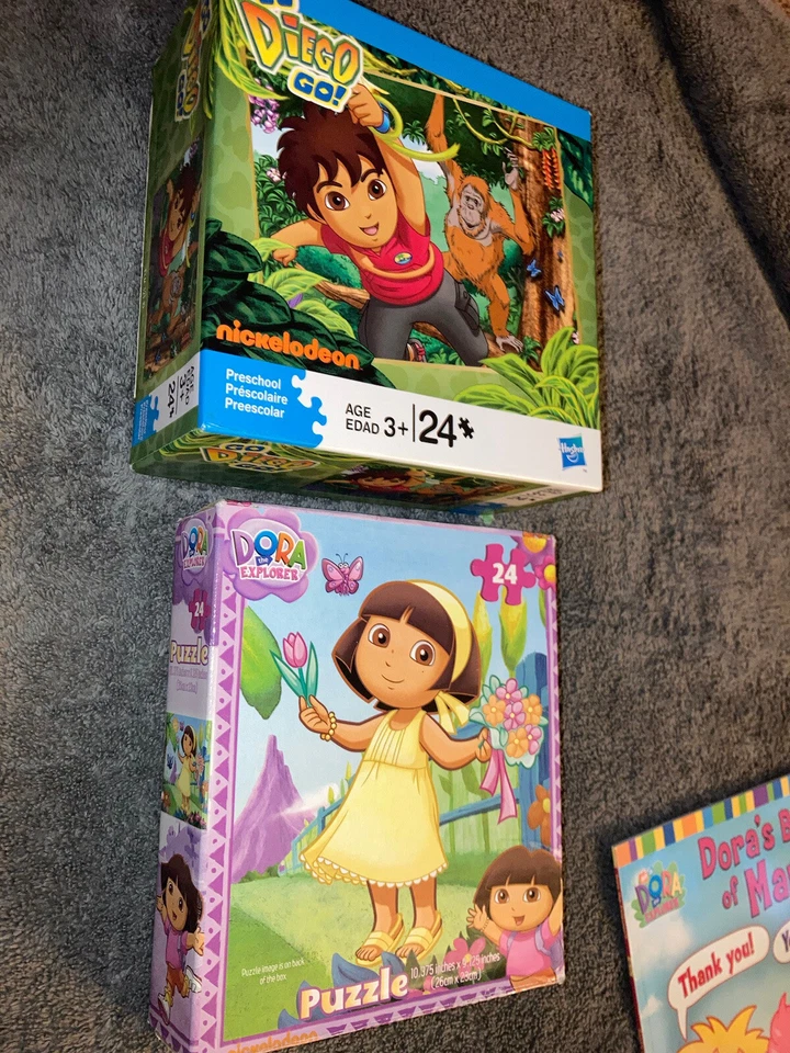 Lote de rompecabezas de juguetes Nick Jr Dora la Exploradora: juego de tarjetas de partido de memoria, Diego, peluche SM Foto 2 de 4