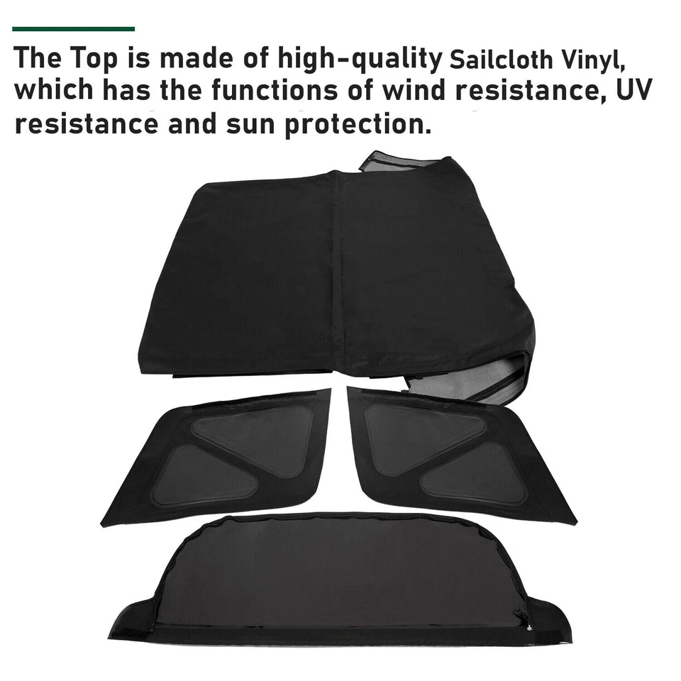 Para 95-98 Suzuki Sidekick Geo Tracker techo blando y cremallera ventanas tintadas negro Foto 4 de 4