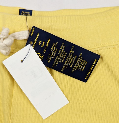 Ralph Lauren Polo Sweat Shorts Kids Youth Medium (10-12) Boys Yellow NEW NWT - Picture 5 of 9