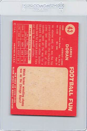 1958 Topps #43 Jim Doran Lions quasi nuovo *1827 - Foto 2 di 2