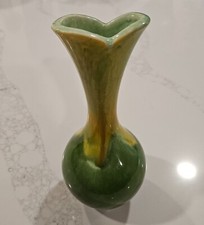 Vintage Haeger Vase Multi Tone Green and Yellow Drip Glaze 1960s #4001 USA Small