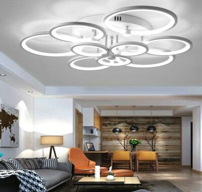 LUXURY ITALIAN MODERN WHITE BLACK ROUND LED LIGHT CHANDELIER PENDANT LIGHTING