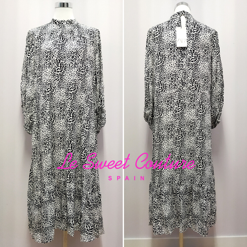 Zara Woman Nwt Sale! Black/ White Animal Print Leopard Dress Size M 1165/231