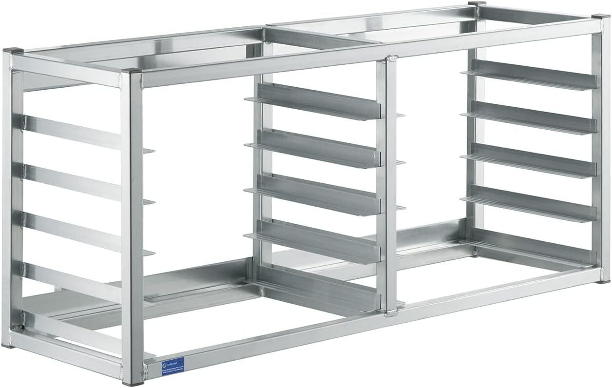 Estante comercial de aluminio montado en la pared para media sartén para bollos con capacidad para 10 sartenes