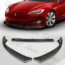 For 2016-2020 Tesla Model S STP-Style Carbon Look Front Bumper Body Spoiler Lip