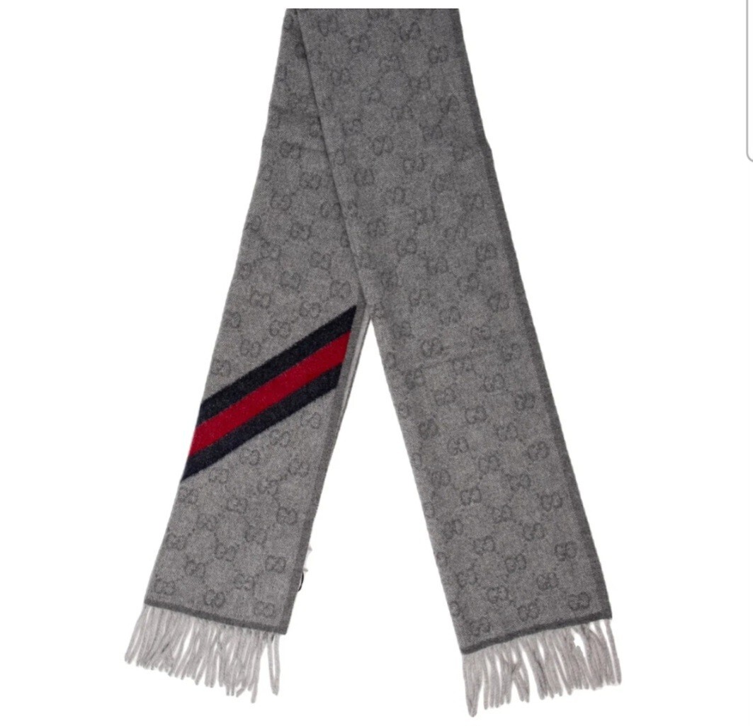 GUCCI Made In Italy Wool Scarf NIKKY LIGHT GREY | eBay