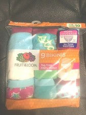 Fruit of the Loom Girls Kids' Bikinis 9 Pack Size 10 Tag Free 100 Cotton