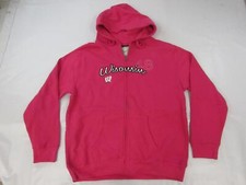 New -Flaw- Wisconsin Badgers Womens Size L Large Pink Full Zip up Hoodie