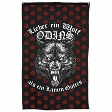 Fahne Wikinger Flagge Lieber ein Wolf Odins als ein Lamm Gottes vikings flag
