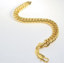 14K Gold Filled Men Lady Heavy Curb Link 11mm Bracelet 9.2" Birthday Gift b322yg