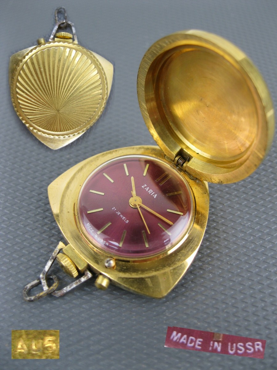 ZARIA PENDANT WATCH women's Goldplated AU5 Soviet Russian