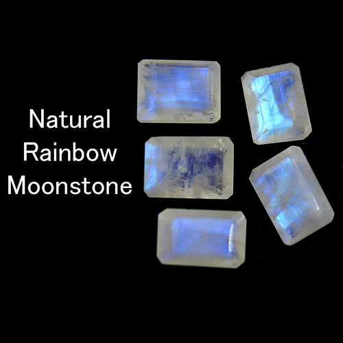 5 Pcs Natural Rainbow Moonstone Top Quality 13-13.7mm Baguette Cut Gemstones Lot - Picture 9 of 13