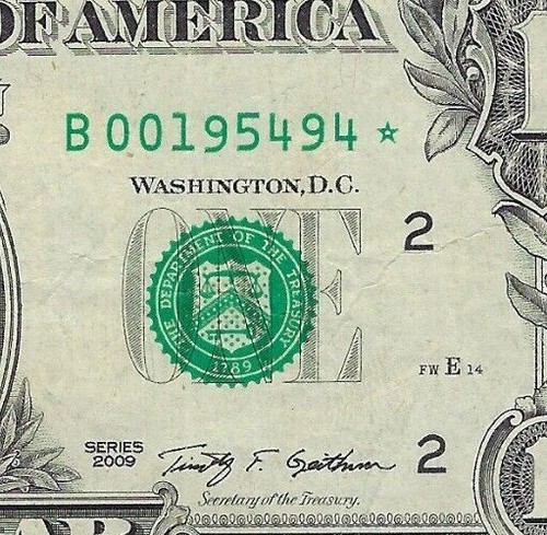 US $1 FRN Star Note,Fancy Serial No- 1954 9 4 + Gift! RR3E - Picture 3 of 7